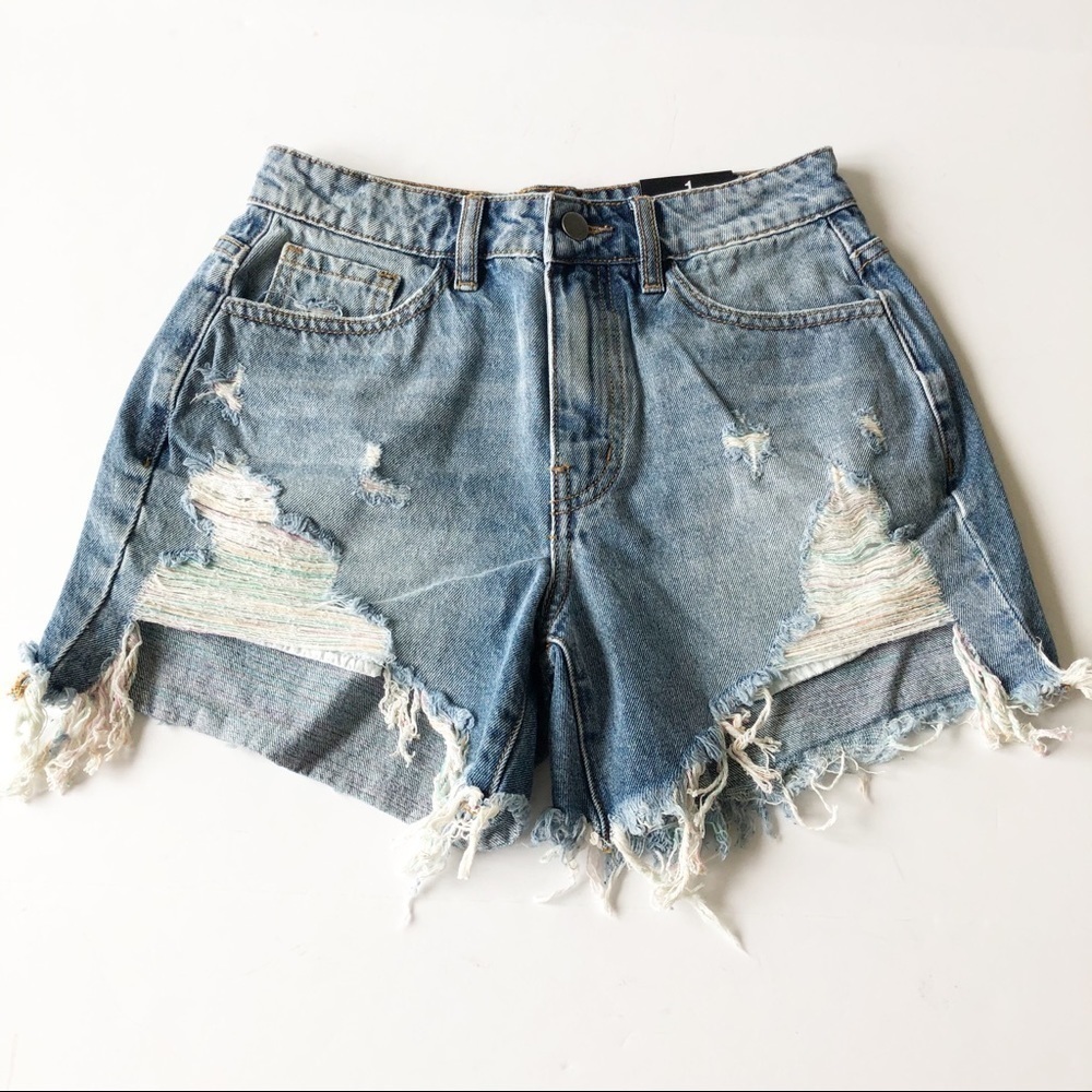 Fashion Nova Womens Summer Haze Distressed Denim Cut Off Shorts Size 24